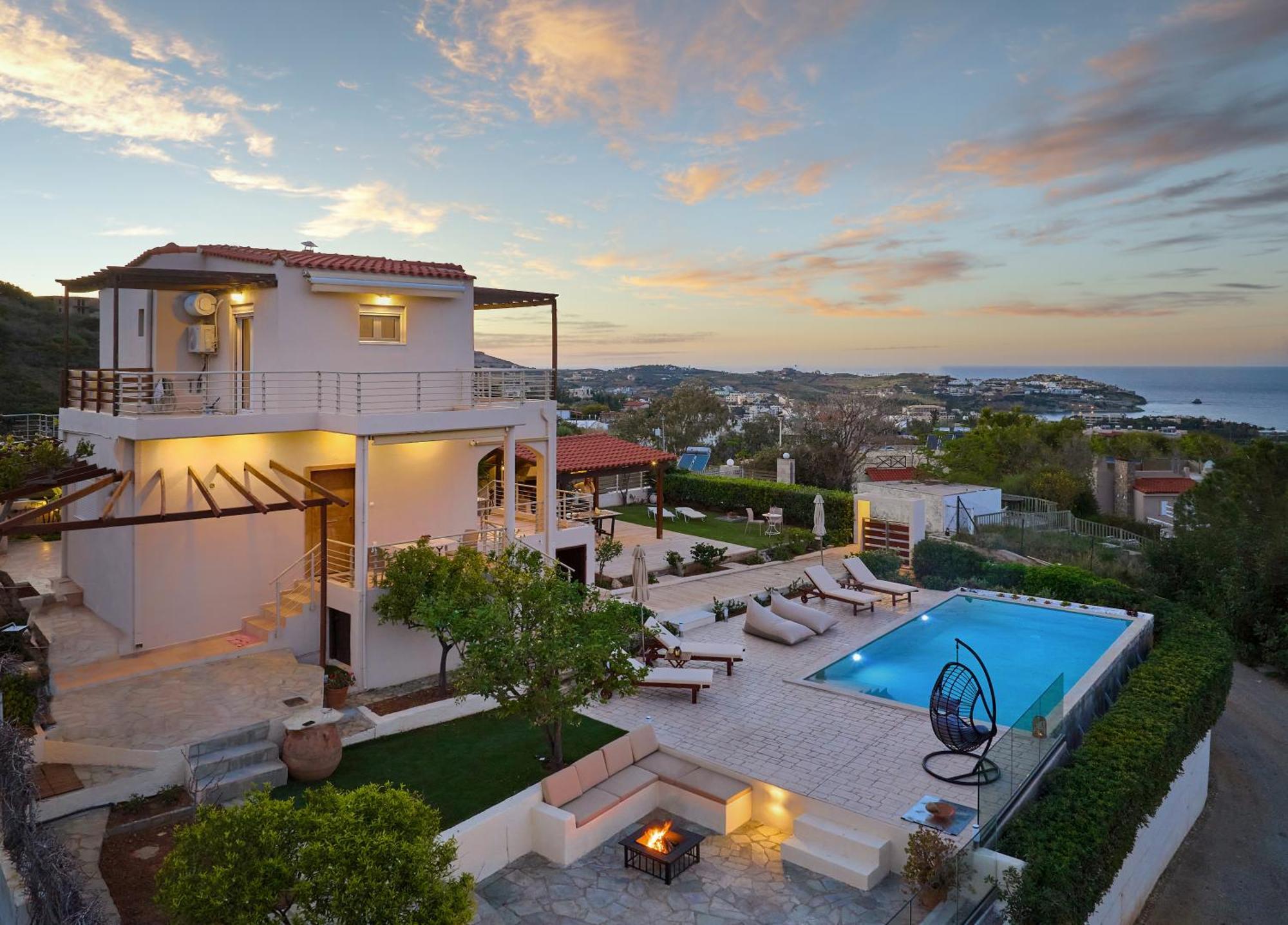 Spacious Villa With Private Eco-Pool And Panoramic Sea View Agia Pelagia  Exterior photo