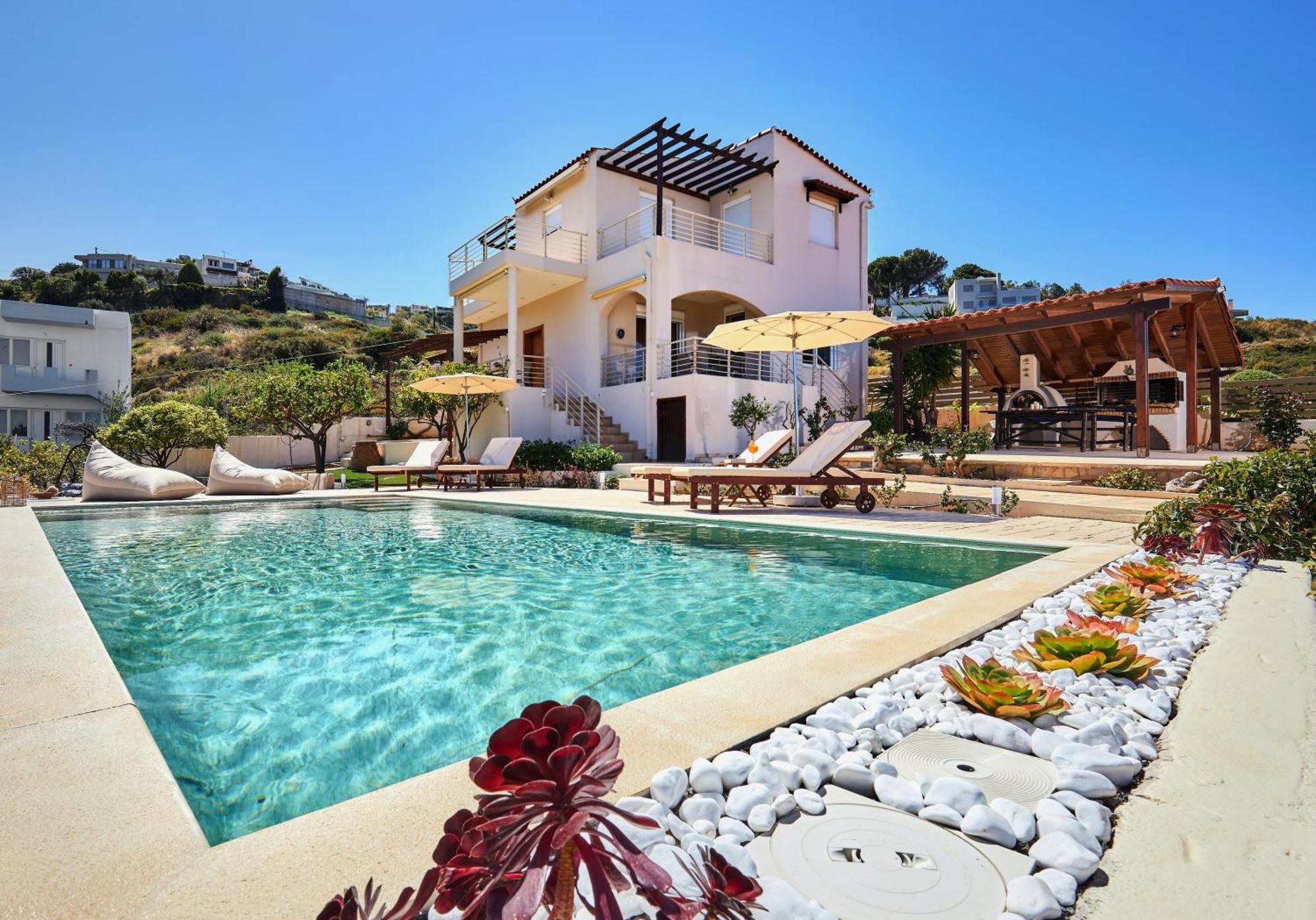 Spacious Villa With Private Eco-Pool And Panoramic Sea View Agia Pelagia  Exterior photo