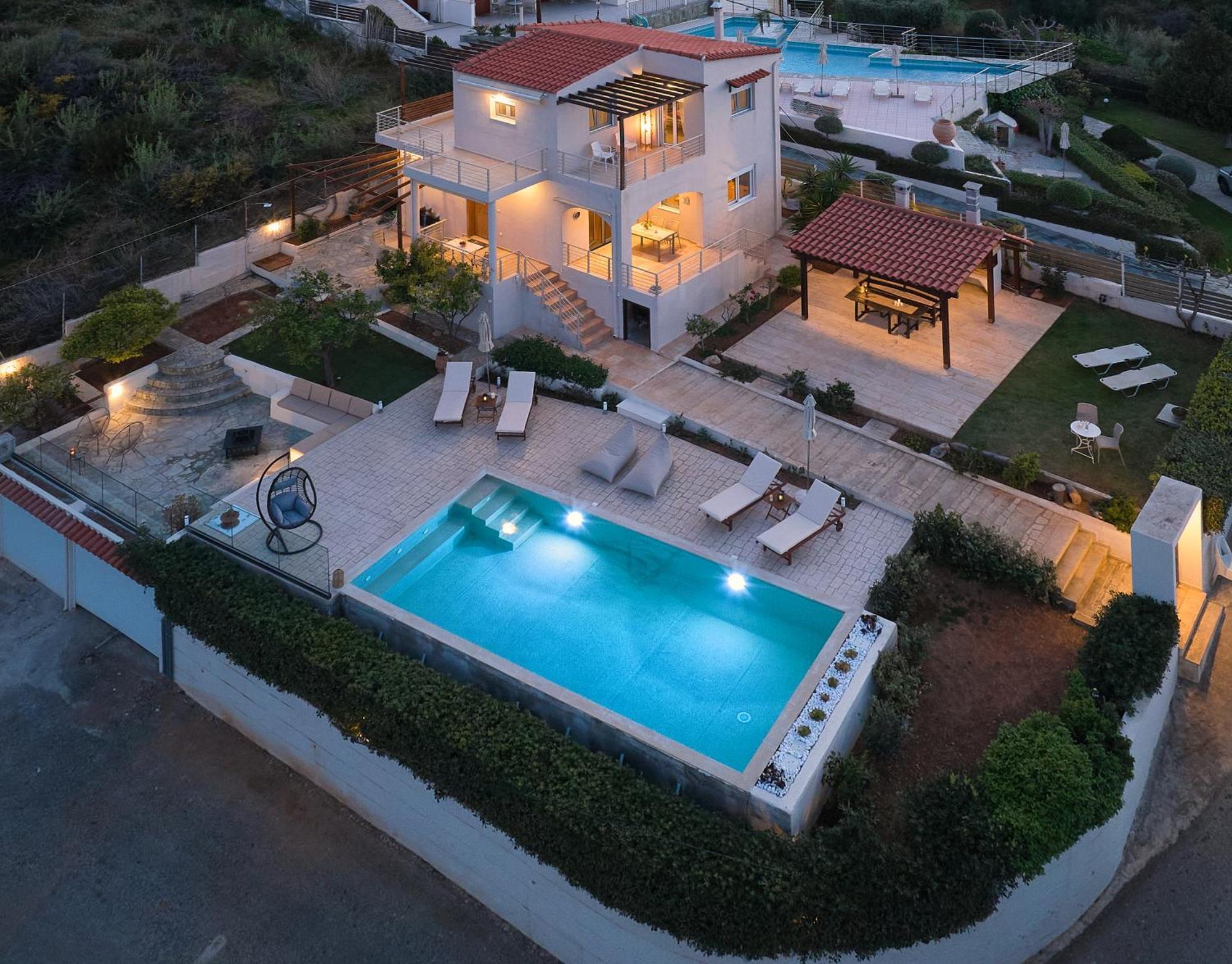Spacious Villa With Private Eco-Pool And Panoramic Sea View Agia Pelagia  Exterior photo
