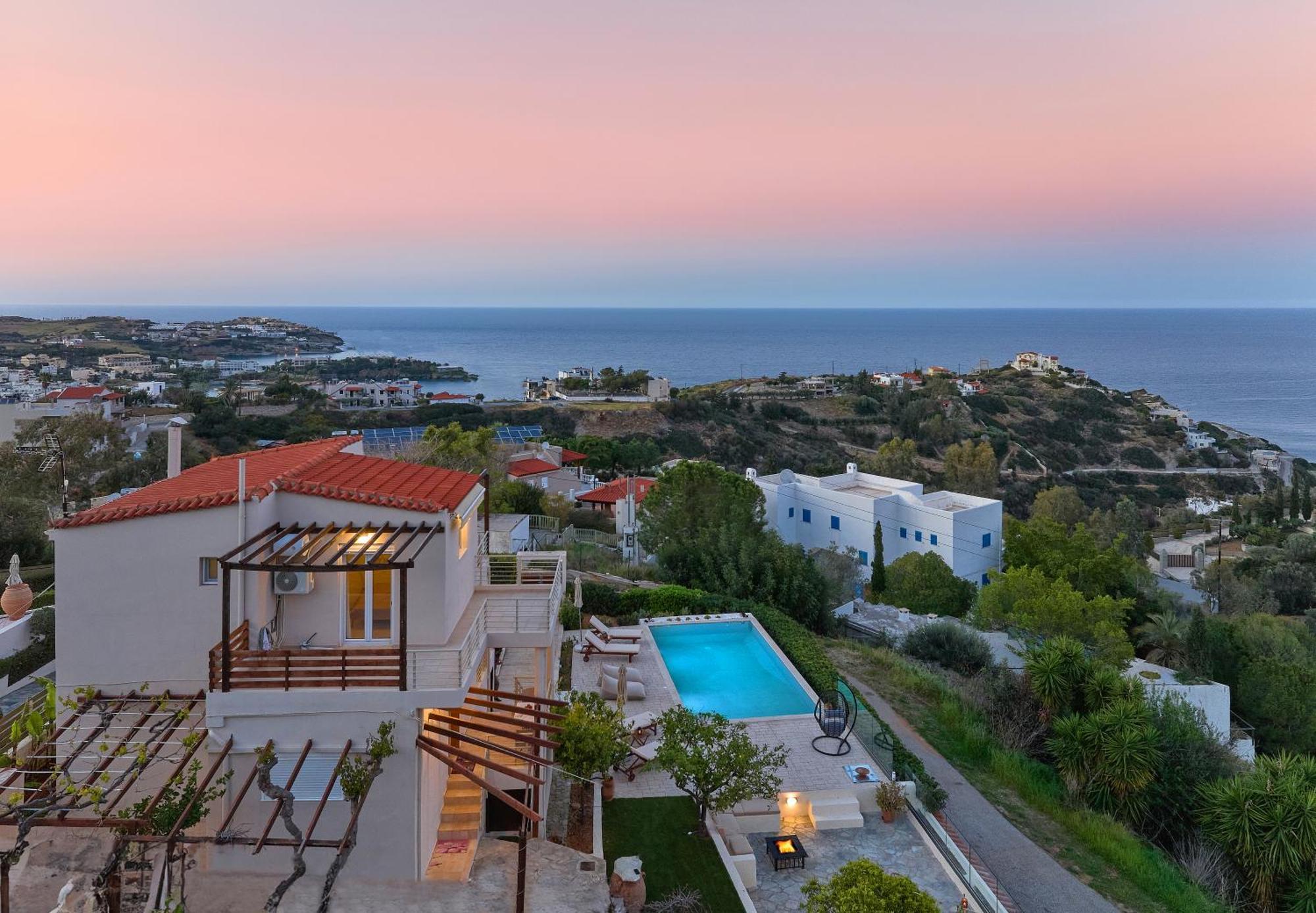 Spacious Villa With Private Eco-Pool And Panoramic Sea View Agia Pelagia  Exterior photo
